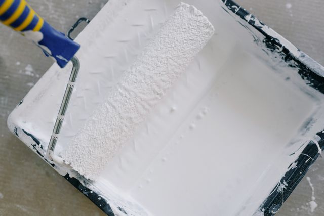 white paint in a tray